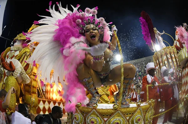 Rio Janeiro Lutego 2018 Samba Schools Parade Podczas Karnawału Rio — Zdjęcie stockowe