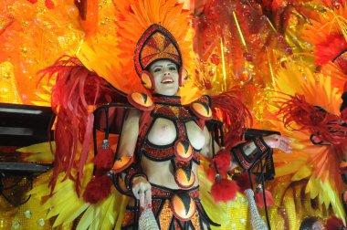 Rio de Janeiro, 26 Şubat 2017. Brezilya 'nın Rio de Janeiro kentindeki Sambodromo şehrindeki dünyanın en büyük karnavalı kabul edilen Rio de Janeiro Karnavalı sırasında Samba Okulları Geçidi