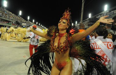 Rio de Janeiro, 26 Şubat 2017. Brezilya 'nın Rio de Janeiro kentindeki Sambodromo şehrindeki dünyanın en büyük karnavalı kabul edilen Rio de Janeiro Karnavalı sırasında Samba Okulları Geçidi