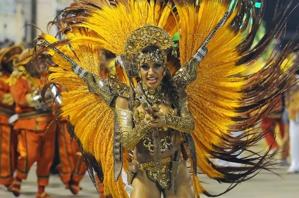 Rio Janeiro Února2015 Samba Školy Průvod Během Karnevalu Rio Janeiro — Stock fotografie