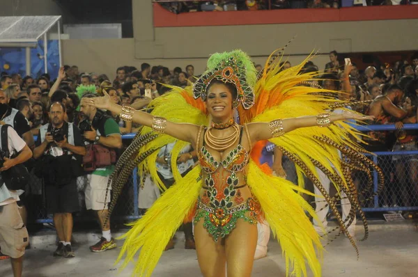 Rio Janeiro Února2017 Průvod Škol Samba Během Karnevalu Rio Janeiro — Stock fotografie