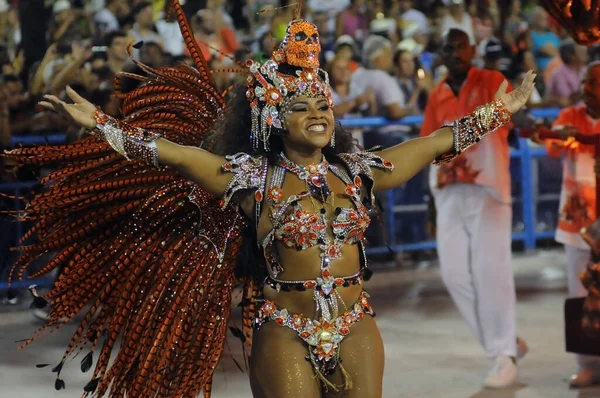 Rio Janeiro Února2017 Průvod Škol Samba Během Karnevalu Rio Janeiro — Stock fotografie