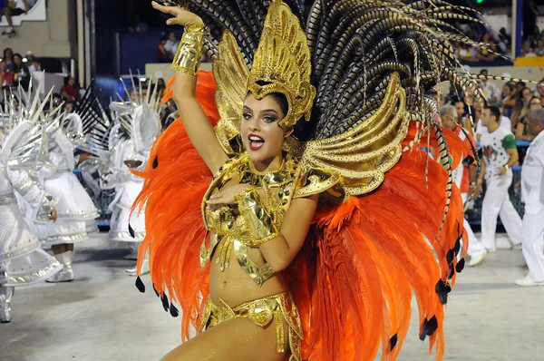 Rio Janeiro Února2017 Průvod Škol Samba Během Karnevalu Rio Janeiro — Stock fotografie