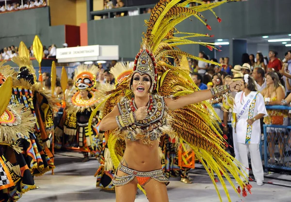 Rio Janeiro Února2012 Průvod Škol Samba Během Karnevalu Rio Janeiro — Stock fotografie