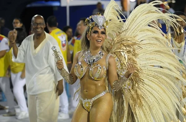 Rio Janeiro Února2016 Samba Školy Průvod Během Karnevalu Rio Janeiro — Stock fotografie