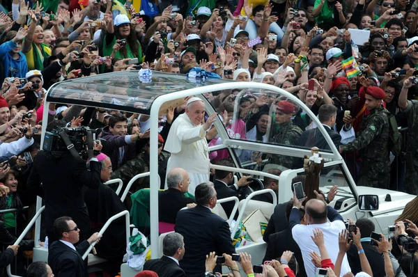 Rio Janeiro Července 2013 Papež Francisco Návštěvě Rio Janeiro Během — Stock fotografie
