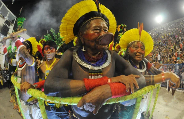 Rio Janeiro Février 2017 Cacique Raoni Metuktire Ethnie Caiapo Avec — Photo