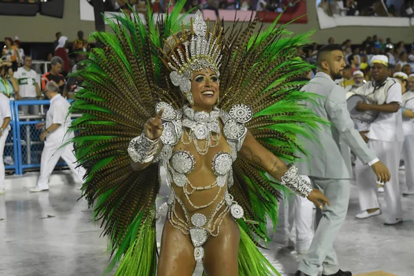 Rio Janeiro Února2020 Přehlídka Škol Samba Během Karnevalu Rio Janeiro — Stock fotografie