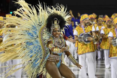 Rio de Janeiro, 23 Şubat 2020. Rio de Janeiro 'daki karnaval sırasında, Sambodromo' da, Rio de Janeiro şehrinde, dünyanın en büyük karnavalı olarak kabul edildi..