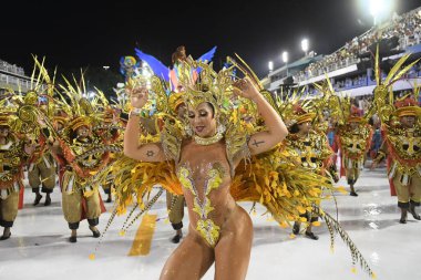 Rio de Janeiro, 23 Şubat 2020. Rio de Janeiro 'daki karnaval sırasında, Sambodromo' da, Rio de Janeiro şehrinde, dünyanın en büyük karnavalı olarak kabul edildi..