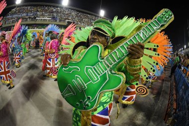 Rio de Janeiro, 23 Şubat 2020. Samba okulu Beija Flor 'ın geçit töreni, Rio de Janeiro' daki karnavalda, dünyanın en büyük karnavalında, Rio de Janeiro şehrindeki Sambdromo 'da.