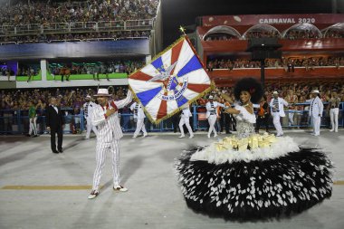 Rio de Janeiro, Brezilya, 24 Mart 2020. Samba Okulu Unio da Ilha do Governador 'un geçit töreni, Rio de Janeiro' daki Sambodromo karnavalında gerçekleşti..