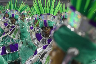 Rio de Janeiro, Brezilya, 21 Mart 2020. Imperio da Tijuca Samba Okulunun geçit töreni, Rio de Janeiro şehrindeki Sambdromo karnavalında gerçekleşti..