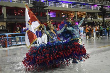 Rio de Janeiro, 29 Şubat 2020. Samba okulu Mangueira 'nın geçit töreni, Rio de Janeiro' daki karnavalda, dünyanın en büyük karnavalında, Rio de Janeiro şehrinde,.