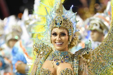 Rio de Janeiro, Brezilya, 22 Mart 2020.Samba Okul Paraiso do Tuiuti, Rio de Janeiro 'daki Sambodromo Karnavalı sırasında.