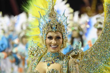 Rio de Janeiro, Brezilya, 22 Mart 2020.Samba Okul Paraiso do Tuiuti, Rio de Janeiro 'daki Sambodromo Karnavalı sırasında.