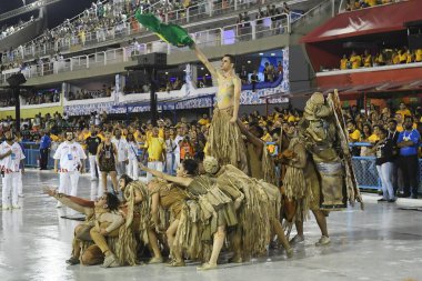 Rio de Janeiro, Brezilya, 21 Mart 2020. Samba Okulu Renascer de Jacarepagu geçit töreni, Rio de Janeiro 'daki Sambodromo Karnavalı sırasında.