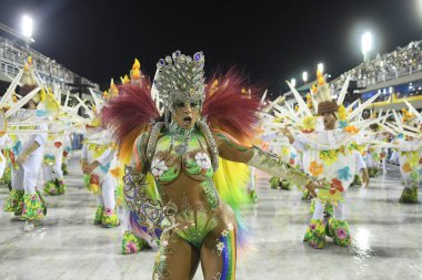 Rio de Janeiro, Brezilya, 21 Mart 2020. Samba Okulu Renascer de Jacarepagua geçit töreni, Rio de Janeiro 'daki Sambodromo karnavalında gerçekleşti..