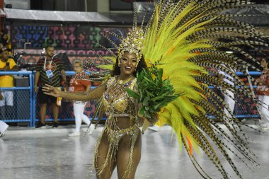 Rio de Janeiro, Brezilya, 21 Mart 2020. Samba Okulu Renascer de Jacarepagua geçit töreni, Rio de Janeiro 'daki Sambodromo karnavalında gerçekleşti..