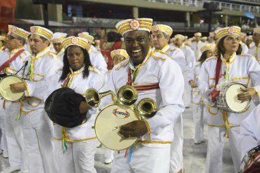 Rio de Janeiro, Brezilya, 21 Mart 2020. Samba Okulu Renascer de Jacarepagua geçit töreni, Rio de Janeiro 'daki Sambodromo karnavalında gerçekleşti..