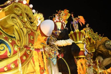 Rio de Janeiro, 29 Şubat 2020. Samba Okulu Akademisyenleri do Salgueiro 'nun geçit töreni, Rio de Janeiro' daki karnavalda, dünyanın en büyük karnavalında, Rio de Janeiro şehrinde,.