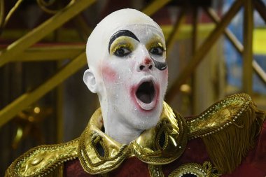 Rio de Janeiro, 29 Şubat 2020. Samba Okulu Akademisyenleri do Salgueiro 'nun geçit töreni, Rio de Janeiro' daki karnavalda, dünyanın en büyük karnavalında, Rio de Janeiro şehrinde,.
