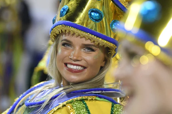 巴西里约热内卢 2020年3月21日 里约热内卢市Samba学校Inocentes Belford Roxo在Sambodromo狂欢节期间的游行 — 图库照片