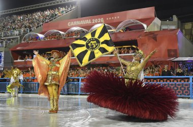 Rio de Janeiro, Brezilya, 24 Mart 2020. Samba Okulu Sao Clemente Geçidi, Rio de Janeiro 'daki Sambodromo Karnavalı sırasında.