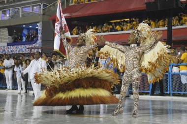Rio de Janeiro, Brezilya, 22 Mart 2020. Samba Okul Unidos do Porto da Pedra Geçidi, Rio de Janeiro 'daki Sambodromo Karnavalı sırasında.