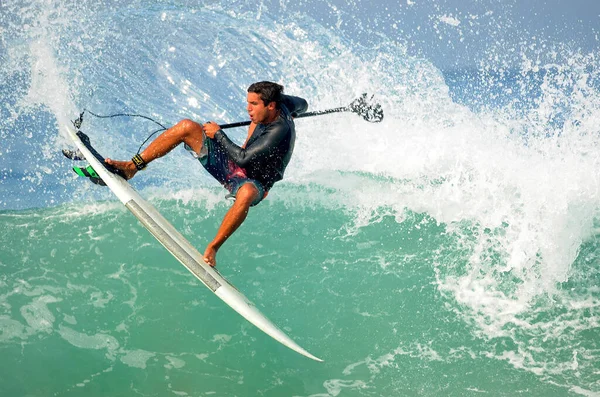 Río Janeiro Abril 2014 Surfista Caio Vaz Captura Olas Stand — Foto de Stock