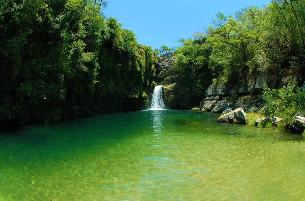 Cavalcante Outubro 2017 Cachoeira Rei Prata Localizada Comunidade Kalunga Dentro — Fotografia de Stock