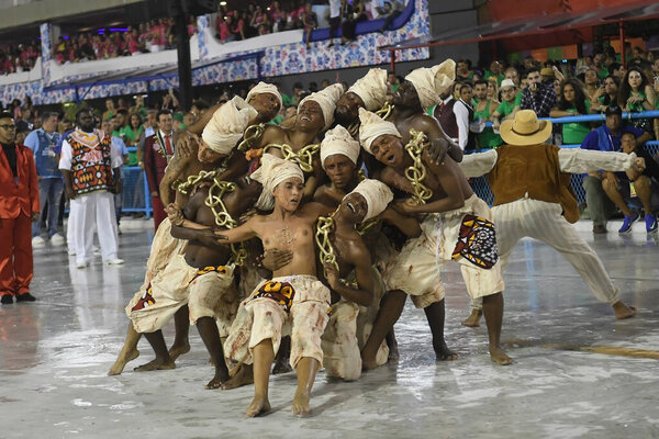 Rio de Janeiro, Brazil, March 22, 2020.Parade of the Samba School Unidos de Bangu,during the Carnival at the Sambodromo in the city of Rio de Janeiro.