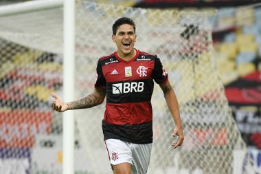 Rio de Janeiro, Brezilya, 4 Ekim 2020. Flamengo takımından futbolcu Pedro, Maracana Stadyumu 'nda oynanan Brezilya Şampiyonası' nda Athletico-PR maçında golünü kutluyor..