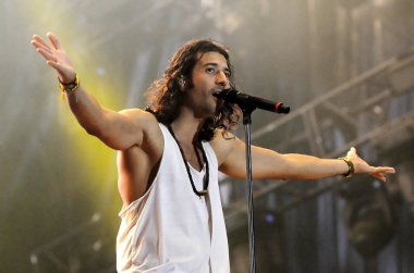 Rio de Janeiro, 20 Eylül 2015. Magic, Nasri grubunun vokalisti, Rio 'da, Rio de Janeiro şehrinde gerçekleştirdiği konser sırasında,.