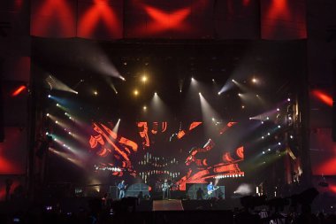 Rio de Janeiro, Brezilya, 6 Ekim 2019.Kanadalı rock grubu Nickelback Rio de Janeiro 'da Rock' ta verdiği konserde.