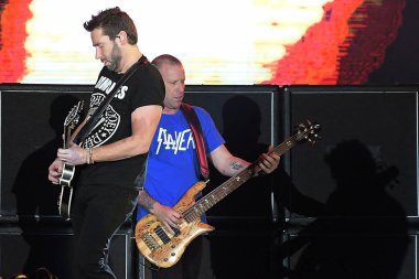 Rio de Janeiro, Brazil, October 6, 2019.Lead singer and guitarist Chad Kroeger of Nickelback during a Rock in Rio 2019 concert in Rio de Janeiro.