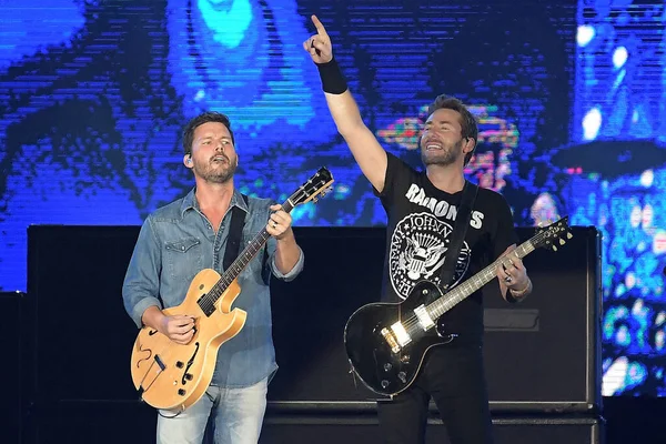 Rio de Janeiro, Brezilya, 6 Ekim 2019.Baş şarkıcı ve gitarist Chad Kroeger Rio de Janeiro 'da bir Rock konserinde.