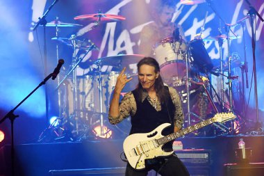 Rio de Janeiro, Brezilya, 6 Haziran 2019. Gitarist Steve Vai Rio Montreux Caz Festivali 'nde Rio de la Plaza Mau' da sergilenirken.
