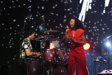 Rio de Janeiro, Brezilya, 8 Haziran 2019. İngiliz şarkıcı Corinne Bailey Rae, Rio Montreux Caz Festivali sırasında Rio de Janeiro 'da sahne aldı..