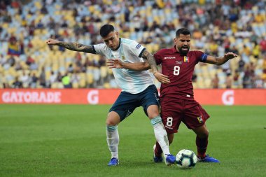 Rio de Janeiro, Brezilya, 28 Haziran 2019. Venezuelalı futbolcu Rincon Hernandez, Copa America 2019 'daki Copa America 2019 Arjantin maçında attığı golü kutluyor..