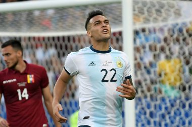 Rio de Janeiro, Brezilya, 28 Haziran 2019. Arjantinli futbolcu Martinez, Maracan Stadyumu 'nda Copa America 2019 için oynanan Venezuela-Arjantin maçı sırasında.