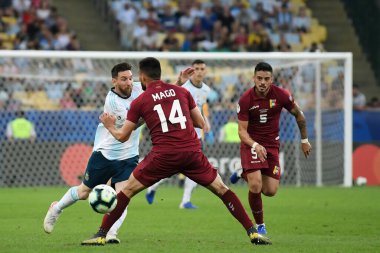 Rio de Janeiro, Brezilya, 28 Haziran 2019. Arjantinli futbolcu Lionel Messi, Copa America 2019 Maracan Stadyumu 'nda oynanan Venezuela - Arjantin maçı sırasında.