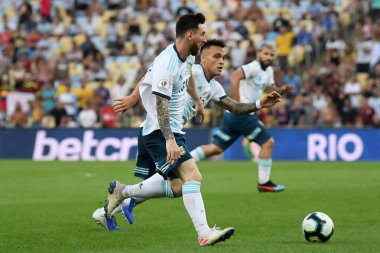 Rio de Janeiro, Brezilya, 28 Haziran 2019. Arjantinli futbolcu Lionel Messi, Copa America 2019 Maracan Stadyumu 'nda oynanan Venezuela - Arjantin maçı sırasında.