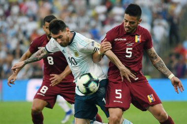 Rio de Janeiro, Brezilya, 28 Haziran 2019. Arjantinli futbolcu Lionel Messi, Copa America 2019 Maracan Stadyumu 'nda oynanan Venezuela - Arjantin maçı sırasında.
