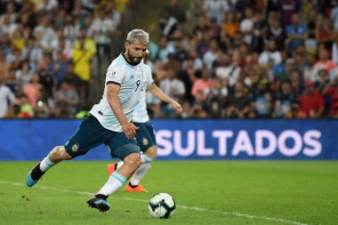 Rio de Janeiro, Brezilya, 28 Haziran 2019.Arjantinli futbolcu Aguero, Copa America 2019 'da oynanan Copa America 2019 maçında Arjantin' e karşı oynamıştır..