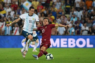 Rio de Janeiro, Brezilya, 28 Haziran 2019.Arjantinli futbolcu Di Maria, Copa America 2019 Maracana Stadyumu 'nda oynanan Venezuela - Arjantin maçı sırasında.