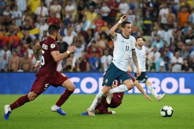 Rio de Janeiro, Brezilya, 28 Haziran 2019.Arjantinli futbolcu Di Maria, Copa America 2019 Maracana Stadyumu 'nda oynanan Venezuela - Arjantin maçı sırasında.