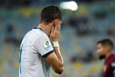 Rio de Janeiro, Brezilya, 28 Haziran 2019.Arjantinli futbolcu Di Maria, Copa America 2019 Maracana Stadyumu 'nda oynanan Venezuela - Arjantin maçı sırasında.