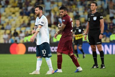 Rio de Janeiro, Brezilya, 28 Haziran 2019. Arjantinli futbolcu Lionel Messi, Copa America 2019 Maracan Stadyumu 'nda oynanan Venezuela - Arjantin maçı sırasında.