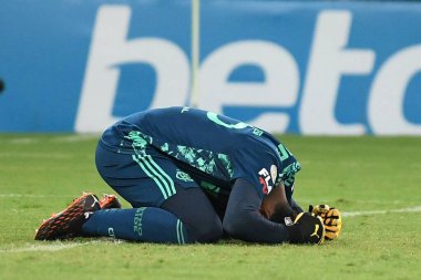 Rio de Janeiro, Brezilya, 13 Ekim 2020. Flamengo takımından kaleci Hugo, Maracana Stadyumu 'ndaki Brezilya Şampiyonası' nda oynanan Flamengo x Gois maçı sırasında.